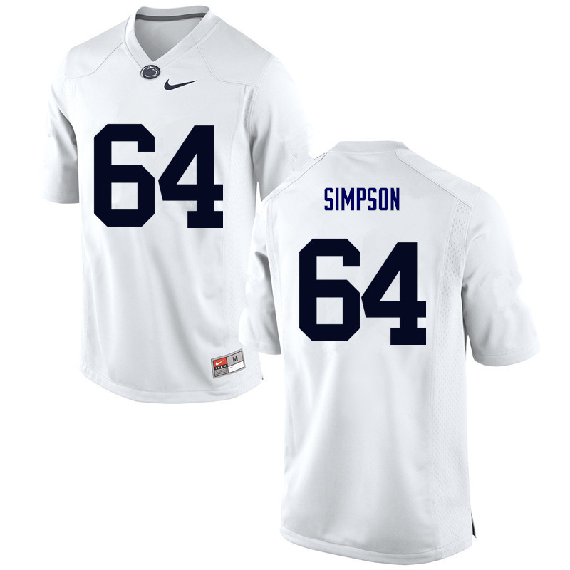 Men Penn State Nittany Lions #64 Zach Simpson College Football Jerseys-White - Click Image to Close